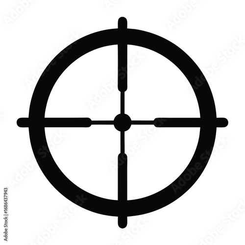 Minimalist target icon, simple circle with crosshairs in solid black outline