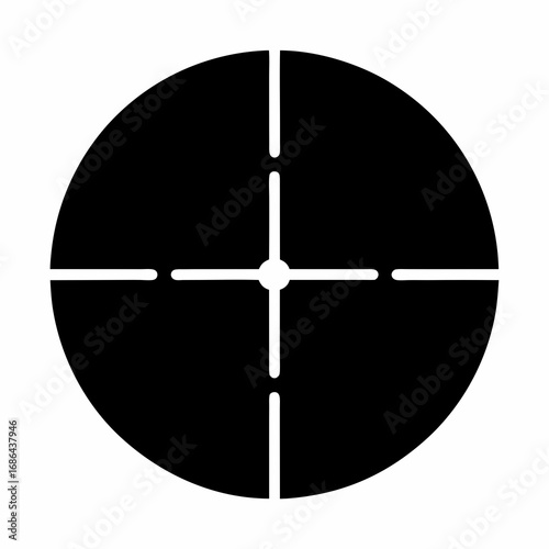 Black and white crosshair or target symbol for aiming and precision