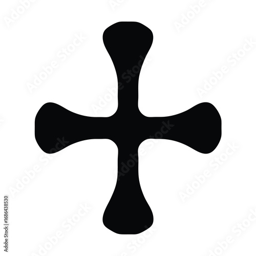 A Black Cross of Jerusalem Symbol Set Against a White Background