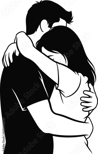 A loving couple embracing each other, showing affection and support in a tender moment of connection