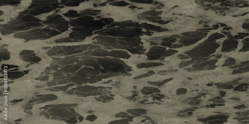 Abstract black and white ocean waves texture with rushing water and foam depicting fluid movement