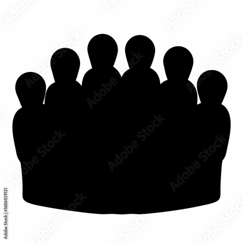 Silhouette of Crowd of People in a Group Standing Together Illustration