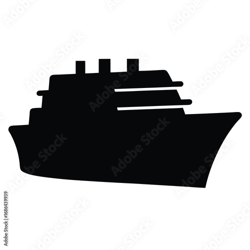A silhouette of a luxury cruise ship sailing on a sunny day