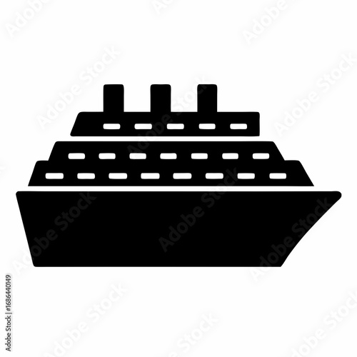 Silhouette illustration of a cruise ship or large boat at sea