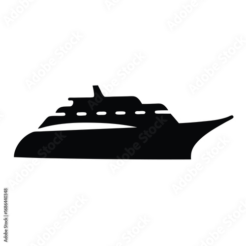Silhouette of a large passenger cruise ship sailing through the ocean