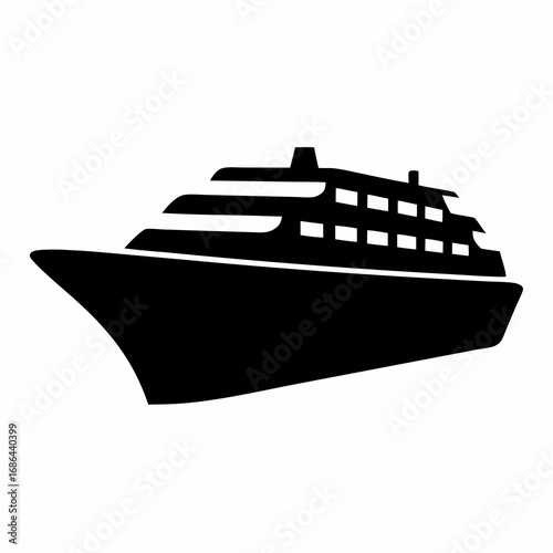 Silhouette of a Large Cruise Ship Navigating on the Open Water