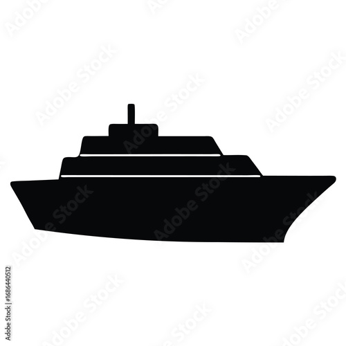 Silhouette of a Luxurious Yacht Boat Floating on the Calm Sea