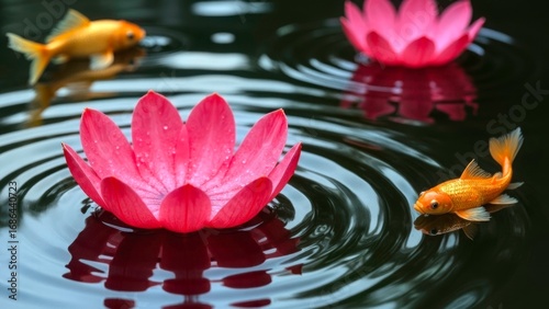 Pink Lotus Koi Carp Water Showdown