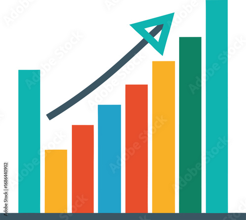 Free Download Flat Vector of Bar Chart With Growth Trend - GFXLoad