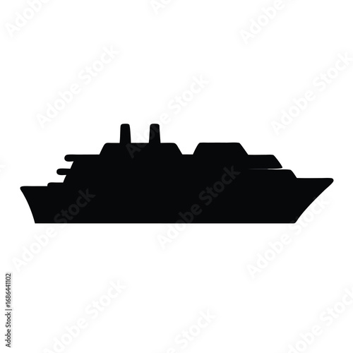 Silhouette of a passenger cruise ship navigating across the vast open waters