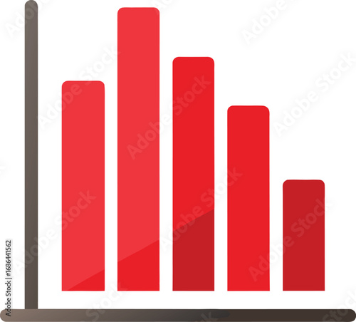Bar Chart Icon With Red Downward Bars Vector Style