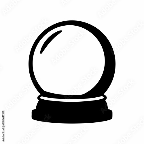 Mystical Black and White Crystal Ball with Stand Illustration
