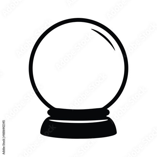 Illustration of a classic simple black and white fortune teller crystal ball