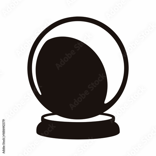 Simple Black and White Illustration of a Mystical Crystal Ball Icon