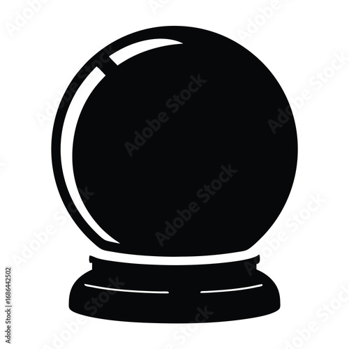 Black and white crystal ball with stand for fortune telling