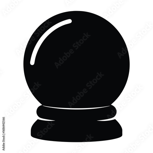 Simple black and white vector illustration of a magical crystal ball