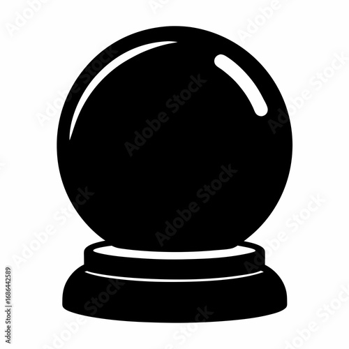 Simple Black and White Silhouette Image of a Fortune Teller's Crystal Ball