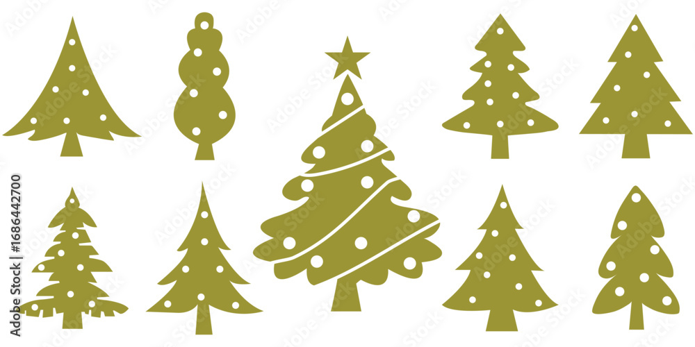 Christmas Tree Icons Vector Silhouette On White Background. minimalist pine tree silhouettes, holiday decoration vector, festive symbols collection, winter celebration graphic design. eps 10 Christmas Tree Icons Vector Silhouette On White Background. minimalist pine tree silhouettes, holiday decoration vector, festive symbols collection, winter celebration graphic design. eps 10