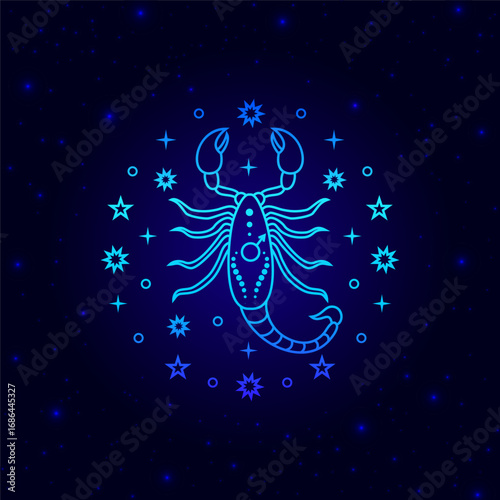  Scorpio zodiac sign  on dark blue background
