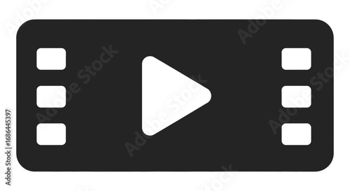 video player icon, play button symbol, film strip vector, multimedia graphic, streaming icon, media player logo, online video symbol, digital movie vector, play symbol illustration, film reel icon, ci