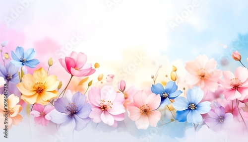Pastel floral banner with soft color gradients