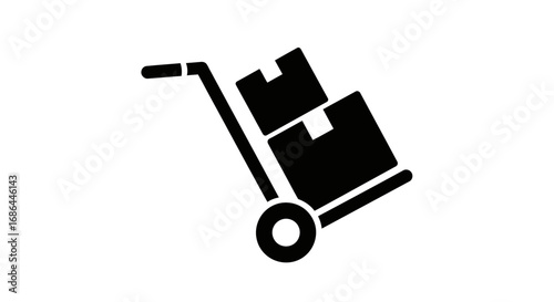 hand truck icon, dolly icon vector, delivery symbol, shipping icon, moving boxes vector, warehouse trolley icon, logistic symbol, cargo transport icon, package delivery icon, parcel moving vector, fre
