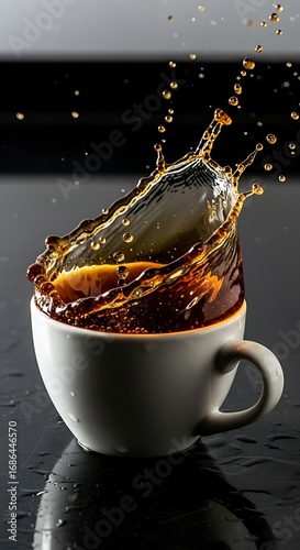 Splash of Refreshment Coffee Cup in Motion