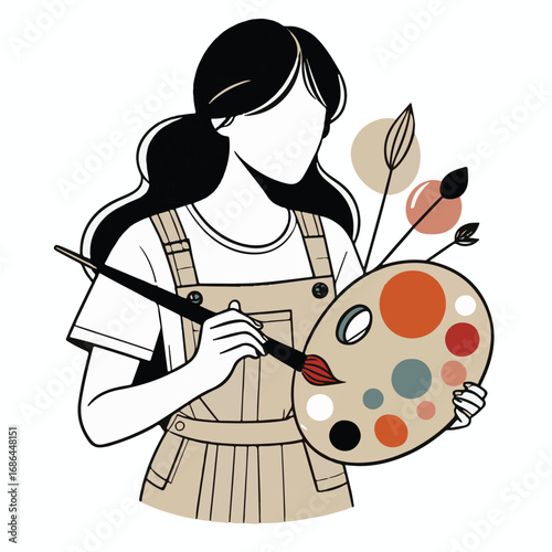 Creative Artist Holding a Colorful Paint Palette and Brush