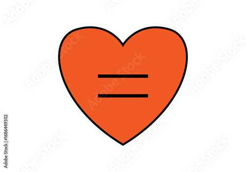 Corazón rojo con símbolo de igual
