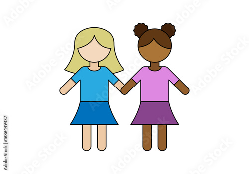 Pareja de mujeres lesbianas de diferentes etnias