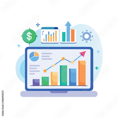 Digital Finance Dashboard Vector With Upward Arrow