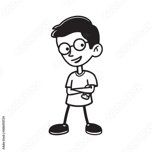 Handsome Man Black and White Illustration Vector Image Male Portrait Fashion Sketch Line Art Design