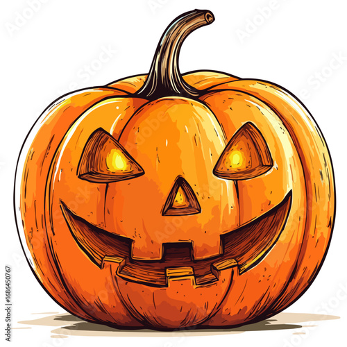 pumpkin, jack-o-lantern, decoration, halloween, festival, vector, transparent background, lantern, october, scary, horror, jack, evil, celebration, isolated
