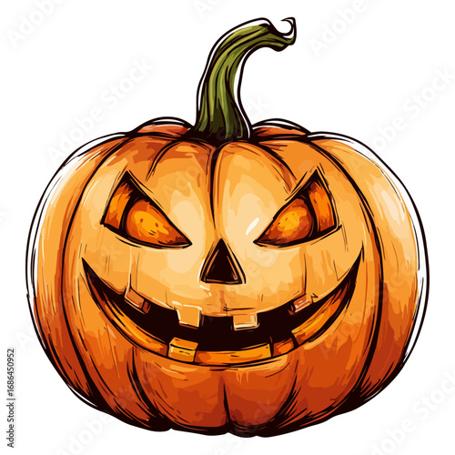 pumpkin, jack-o-lantern, decoration, halloween, festival, vector, transparent background, lantern, october, scary, horror, jack, evil, celebration, isolated
