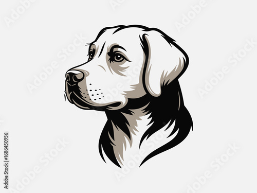 Illustration of a labrador retriever head in color vector art of a dogs head in a simple and elegant style