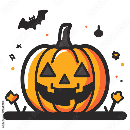 pumpkin, jack-o-lantern, decoration, halloween, festival, vector, transparent background, lantern, october, scary, horror, jack, evil, celebration, isolated