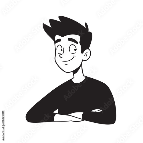 Handsome Man Black and White Illustration Vector Image Male Portrait Fashion Sketch Line Art Design