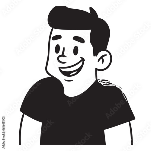 Handsome Man Black and White Illustration Vector Image Male Portrait Fashion Sketch Line Art Design