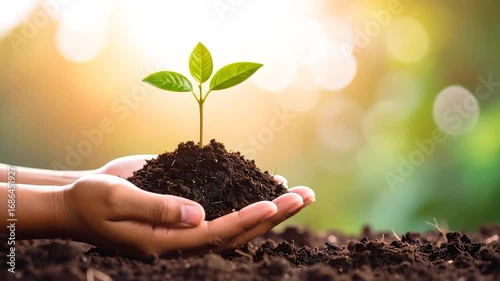 Wallpaper Mural Seedling held in hands Torontodigital.ca