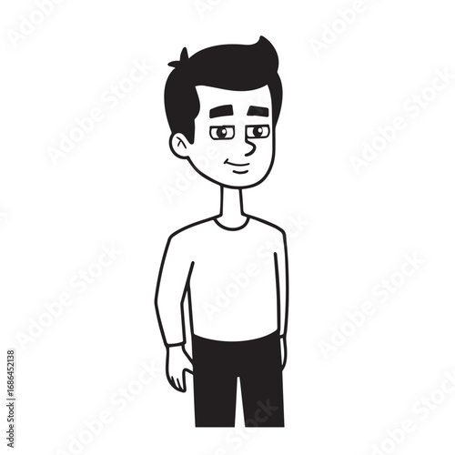 Handsome Man Black and White Illustration Vector Image Male Portrait Fashion Sketch Line Art Design