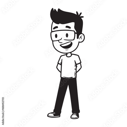 Handsome Man Black and White Illustration Vector Image Male Portrait Fashion Sketch Line Art Design