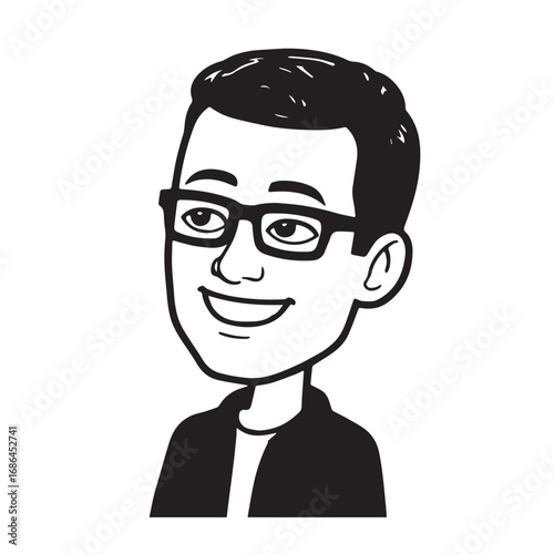 Handsome Man Black and White Illustration Vector Image Male Portrait Fashion Sketch Line Art Design