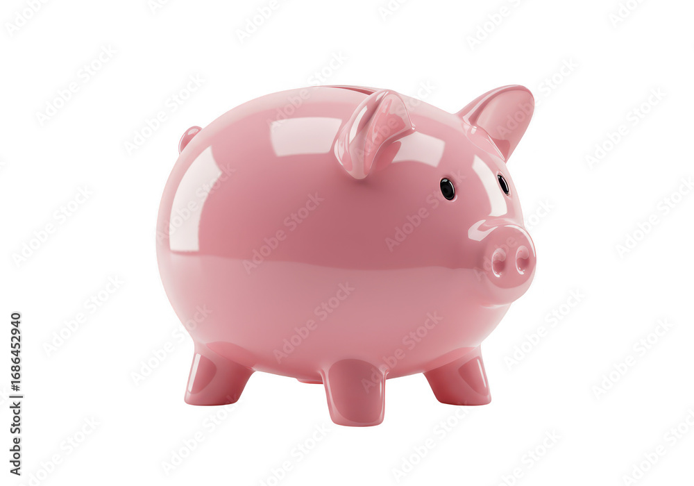 Obraz premium Pink piggy bank isolated on transparent background