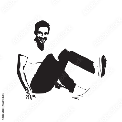Handsome Man Black and White Illustration Vector Image Male Portrait Fashion Sketch Line Art Design