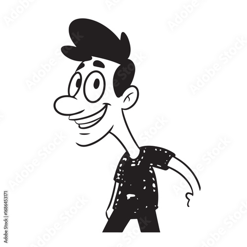 Handsome Man Black and White Illustration Vector Image Male Portrait Fashion Sketch Line Art Design
