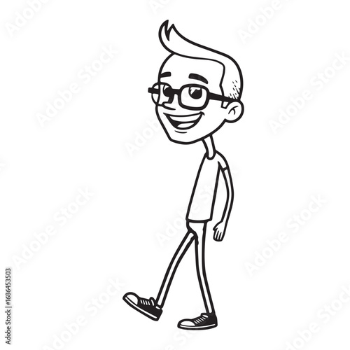 Handsome Man Black and White Illustration Vector Image Male Portrait Fashion Sketch Line Art Design