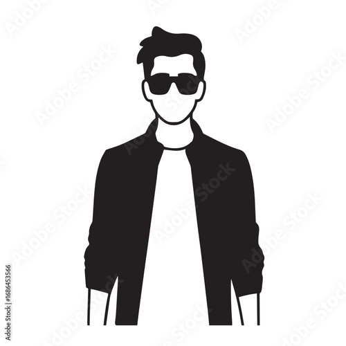 Handsome Man Black and White Illustration Vector Image Male Portrait Fashion Sketch Line Art Design