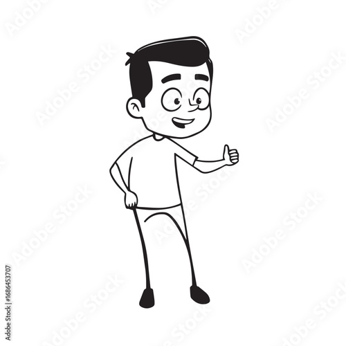 Handsome Man Black and White Illustration Vector Image Male Portrait Fashion Sketch Line Art Design