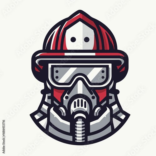 Stoic Firefighter Masked Hero Ready for Action Protecting the City