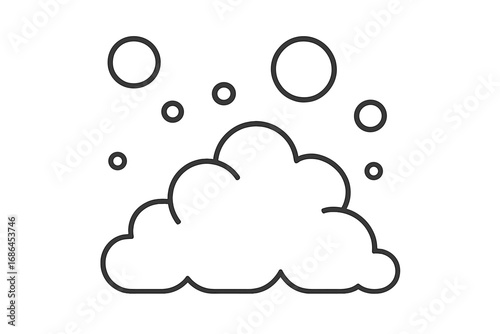 Bubble and foam line icon. Soap suds vector illustration. Simple minimal outline for cleaning, washing, or bath concept. Fizzy air bubbles and lather cartoon graphic design element.